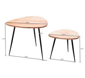 Set 2 stolíkov/ 2 druhý/ konferenčný stolík - 5