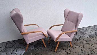 Retro křesla "ušáci" po renovaci 2ks - 5