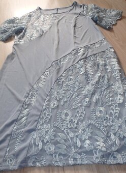 Šedo modré elastické šaty, 2XL/48 - 5