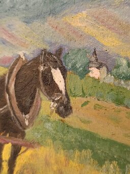 Obraz- Launner, Žně, olej na kartonu 44x56 - 5