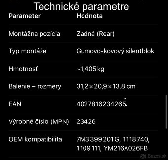 Motorový silentblok FEBI 23426 – zadný, nový - 5