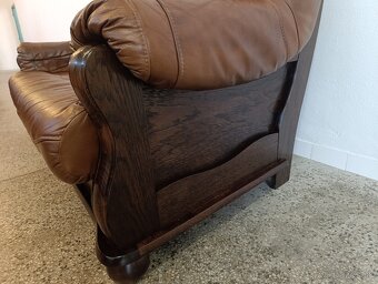 Kožená sedačka, trojsedačka, nábytek z masívu, kůže - 5