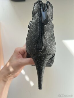 SMH, čierne sandále na opätku, 38, 10,5 cm, trblietavé - 5