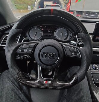 AUDI VOLANT KARBONOVY ZKOSENY s airbagom a RS padlami - 5