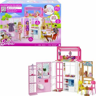 Barbie kozmetický stolík plus domček - 5