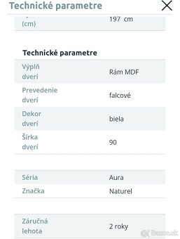 Interiérové dvere Naturel AURA levé 90 cm biela matná AURABM - 5