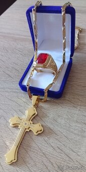 Nádherný pánsky pozlátený set šperkov - 5