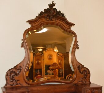 Starožitná řezbovaná toaletka s mramorem - 5