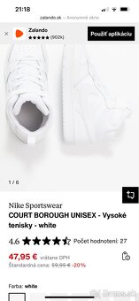 Nike tenisky biele kotnikove nove 30 - 5