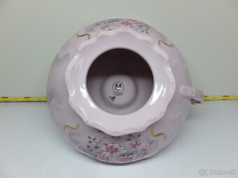 Originál růžový porcelán H&C Chodov, krásný svícen. - 5
