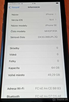 iPhone SE 2020 64GB 99% baterka TOP stav super cena - 5