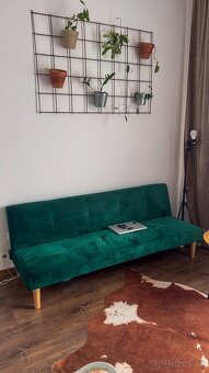 Pohovka rozkladacia , smaragdová Velvet látka/dub, ALIDA - 5
