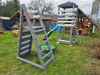Záhradný domček pre deti – šmykľavka, hojdačky, pieskovisko - 5