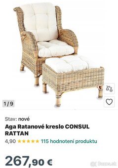 Ratanove kreslo so stolčekom - 5
