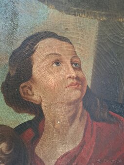 Predám starožitný obraz poškodenie Viď foto 100cm x 73cm 350 - 5