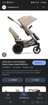 Joolz Geo 3/ Geo3 béžový mono, duo pre dvojičky, súrodenecký - 5