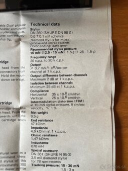 DUAL SHURE M 95 G - LM - nová doposud nevybalená přenoska - 5
