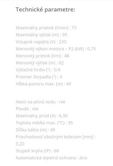 Ponorné čerpadlo 4STM214 – 0,75kW, 40m kábel - 5