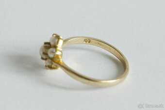 Elegantný 9ct zlatý prsteň s perlami - 5