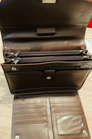 Pánska aktovka značky Lara bags - hnedá + peňaženka - 5