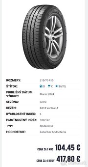 Hankook 215/70 r15c - 5