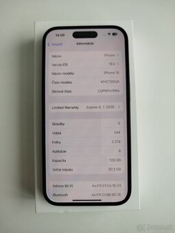 Iphone 16 Black 128 GB , záruka 2 roky 7/2027 - 5