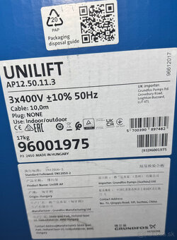 NOVÉ ponorné kalové čerpadlo Grundfos Unilift AP12.50.11.3 - 5