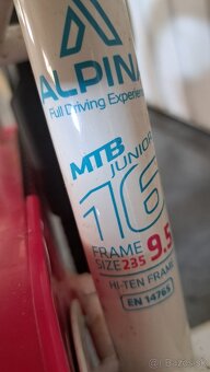 Predám detský dievčenský bicykel zn. ALPINA veľkosť 16 - 5