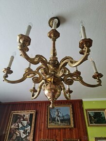 Zamocky starozitny masívny mosadzny luster - 5