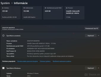 Asus E510 4GB,128+256GB SSD, Celeron N4500, 512MB VGA - 5