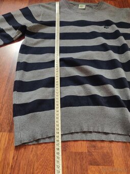 Pánský svetr Lacoste XL – pruhovaný, šedý / tmavě modrý - 5