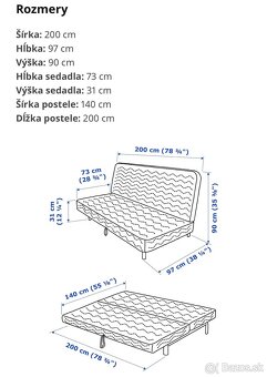 Ikea rozkladacia 3-pohovka bez matrace - 5