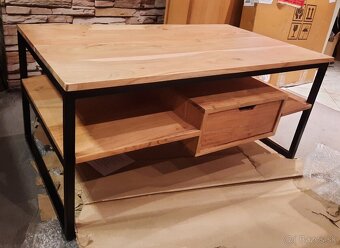 Konferenčný stolík drevený akacia 90 cm - 5