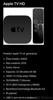 Predám Apple TV HD 64GB, model A1625 #1 - 5