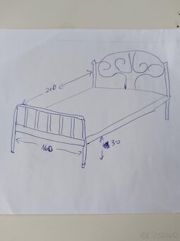 Predám kovovú manželskú romantickú posteľ (biela) - 5