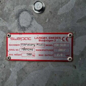 Swepac FB510 Zhutňovač 500 kg doska 2017 Ako nový z Nórska - - 5