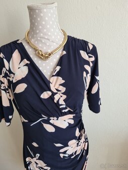 modré elastické šaty s marhuľovým vzorom Ralph Lauren 40 - 5