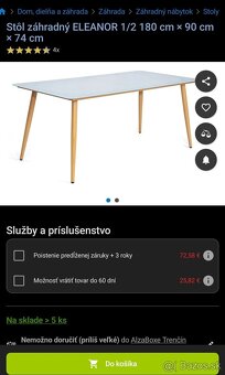 Stôl záhradný ELEANOR 1/2 180 cm × 90 cm × 74 cm - nový - 5