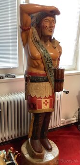 Stará dřevěná socha Indiána 180cm - 5