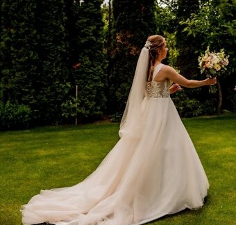 Svadobné šaty M Eva Mária farba Ivory - 5