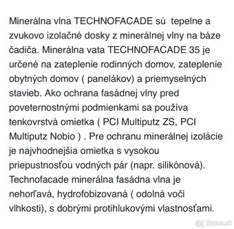 Predám minerálnu vlnu technofacade hrúbky 100 mm - 5