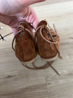 Hnedé kožené baleríny - 5