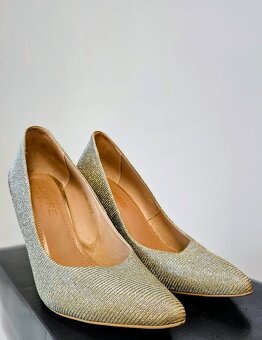 Spoločenské lodičky strieborno-zlaté - 5