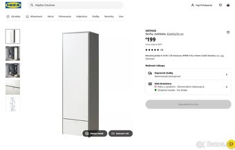 IKEA skrina VISTHUS Skriňa, sivá/biela, 63x59x216 cm - 5