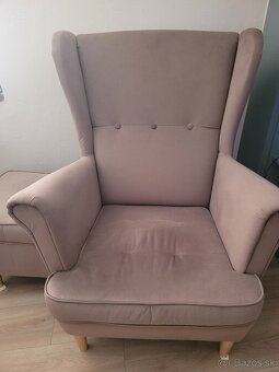 Kreslo ušiak s taburetkou - 5