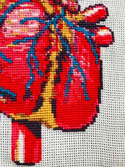 Krížiková výšivka/ obraz Anatomické srdce - 5