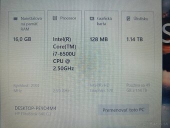 predám Hp Elitebook 840 G3 , Intel® Core™i7 , 16gb ram , ssd - 5