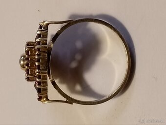 Strieborný prsteň s Českym granátom ;pozlatene - 5