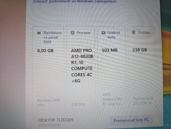 Lenovo thinkpad a475 , 4-jadrový procesor AMD , 8gb ram ,ssd - 5