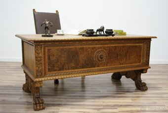 Starožitná řezbovaná pracovna-UNIKÁTNÍ set-6 částí - 5